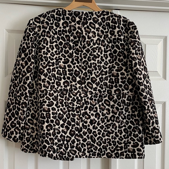 CHICO’S Jacquard  Animal Print Open Front 3/4 Sleeve Jacket Size 8 NWT - Picture 2 of 8